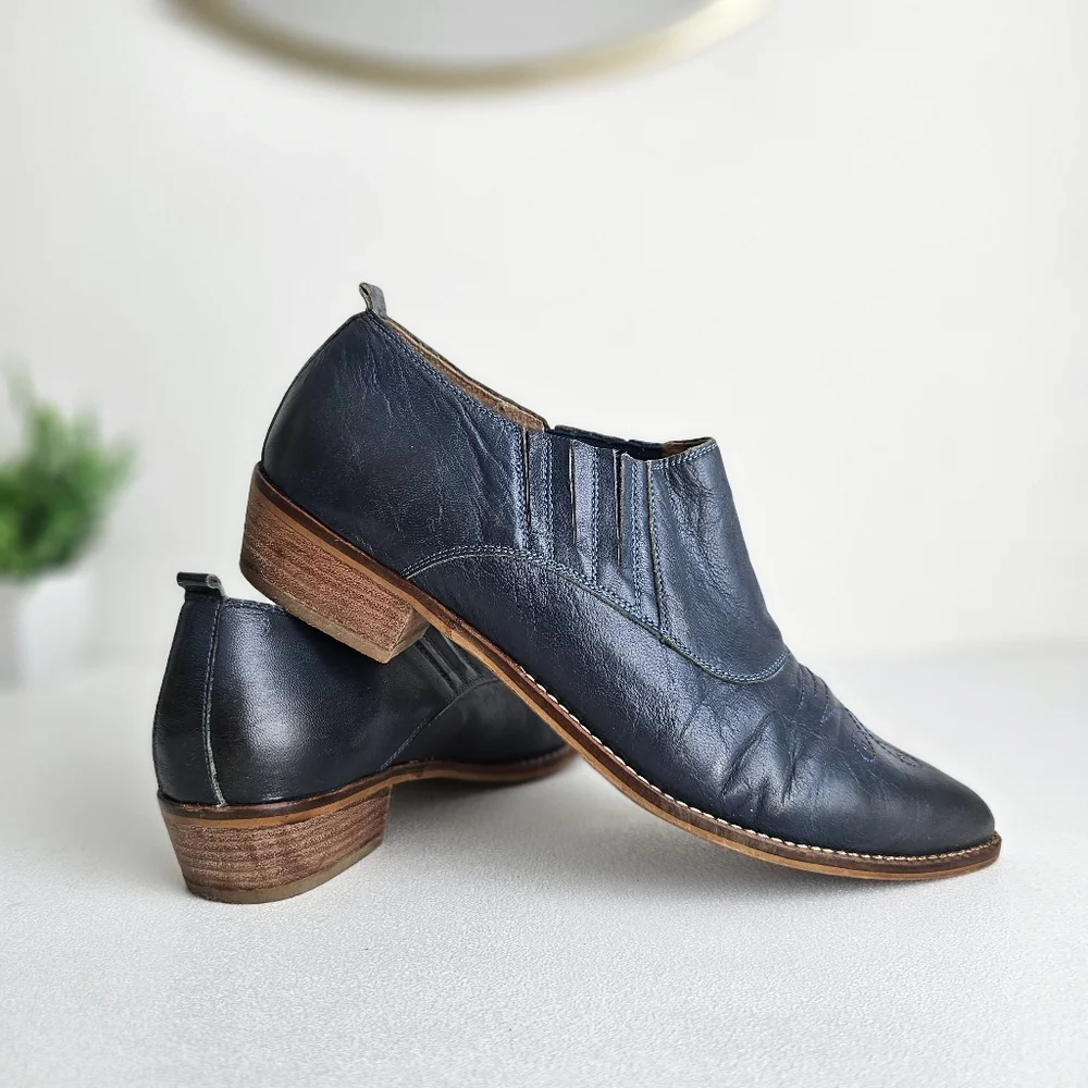 Anthropologie Sixty Seven Blue Leather Ankle Boots – Women’s EU 41 US 9.5 10